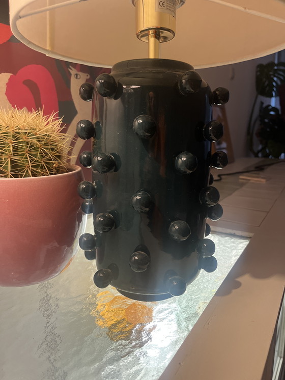 Image 1 of Tafel Lamp Donker Turkoois Met Noppen