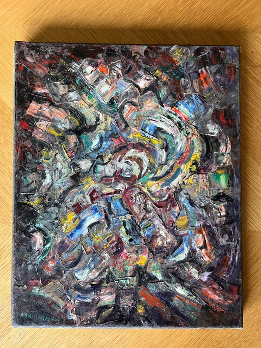 Kraftvolles Abstrakt Expressionistisches Ölgemälde – R. Brinkman ('67)