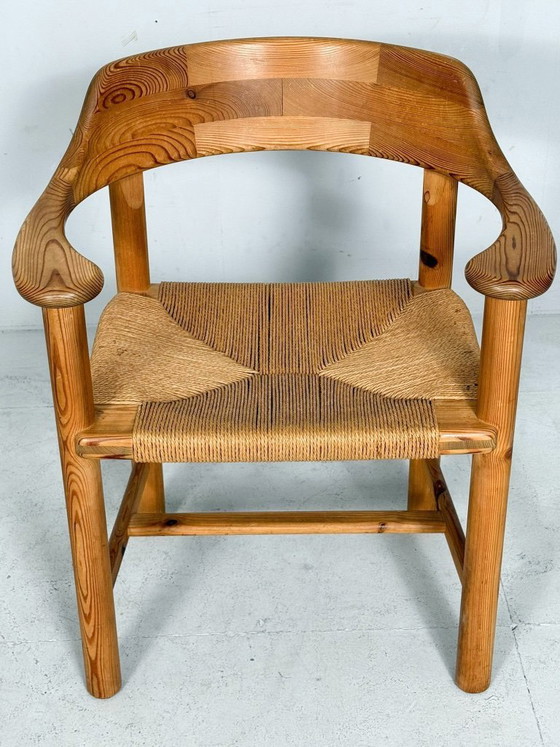 Image 1 of Rainer Daumiller & Poultries Pedersen für Grammrode 4 Stühle / Esszimmerstühle, Kiefer, Papierkordel, 1970er Jahre, Dänemark