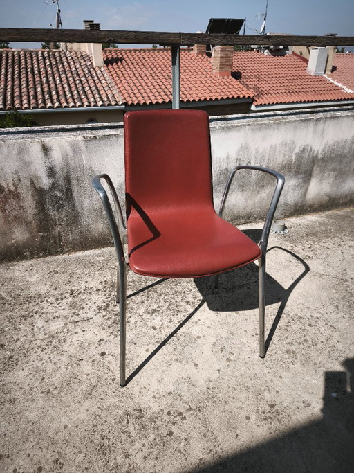 Gorka-stoelen van Jorge Pensi – eetkamerstoelen, Leather, Aluminium