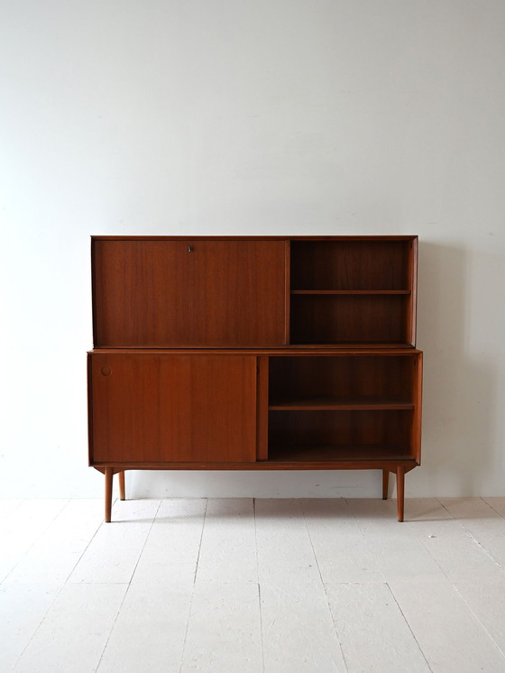 Image 1 of Danish Vintage Sideboard with Drop-Down Door and Sliding Panels