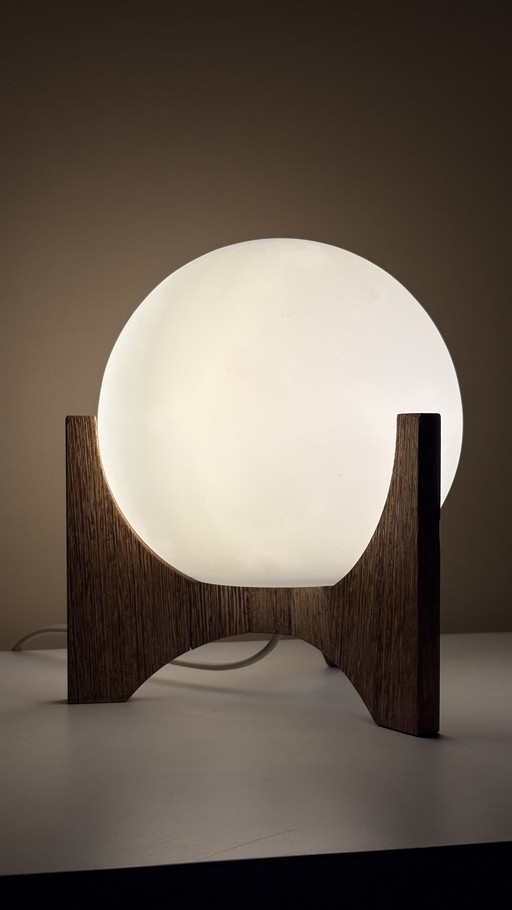 Lampe de table vintage Raak Amsterdam Hokusai D-2022 Bois wengé / verre