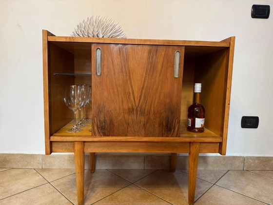 Image 1 of Drankbar in mid-century modern stijl, gemaakt van teakhout en glas, met kast, jaren 60.