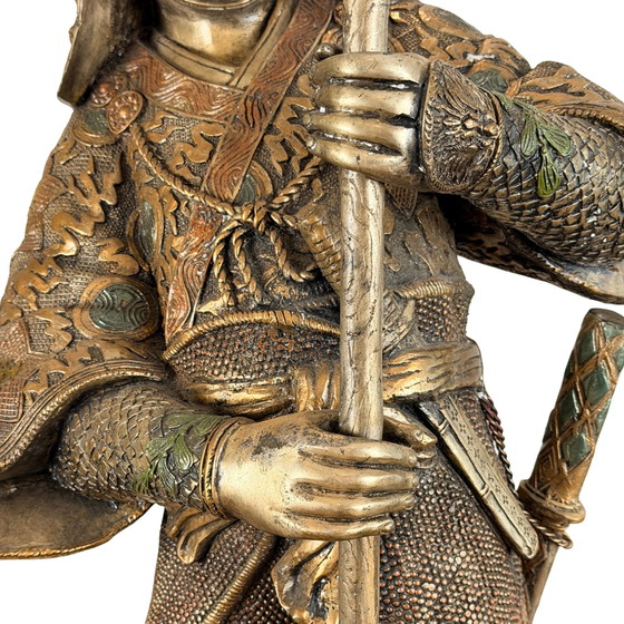 Monumental pair of bronze Japanese samurai – Miyao-style, 20th century – Sculpture, Metal (photo 3 of 11)