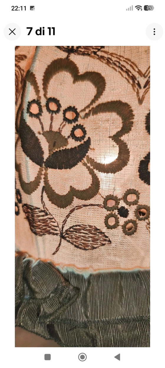 Vintage Lamp With Handcrafted Lampshade In Embroidered Cotton Cloth – Table lamps, Textile (photo 7 of 11)