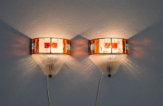 Image 1 of Juego de dos apliques de Poliarte Longobard de mediados del siglo XX.