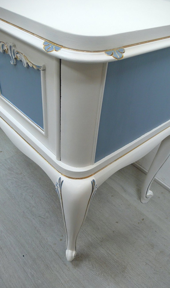 Image 1 of Credenza Chippendale in stile antico bianco + blu tortora