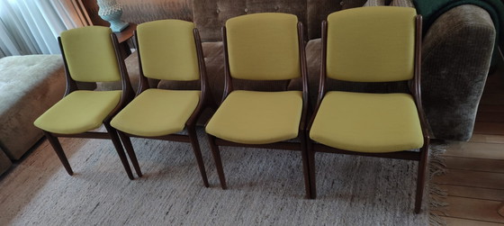 4 Vintage Cocktailstoelen, Jaren 60, Scandinavische Stijl – Eetkamerstoelen, Textile, Wood (photo 3 of 5)