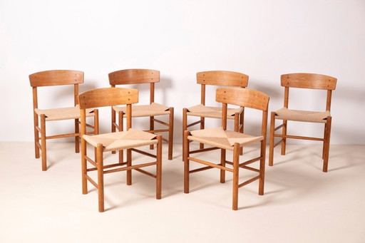 6x Børge Mogensen J39 en roble, FDB Møbler 1963