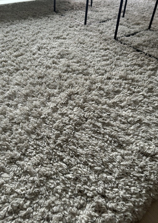 Tappeto a pelo lungo color bianco crema 160x230