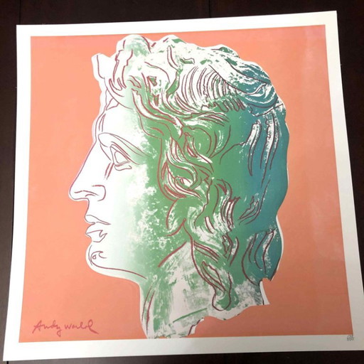 Lithografie "Alexander de Grote" uit de jaren 1990, geïnspireerd op Andy Warhol. – lithos zeefdrukken, Paper