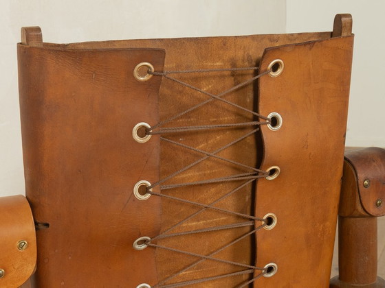 Brutalistische vintage safarifauteuil – Leather, Wood (photo 6 of 8)