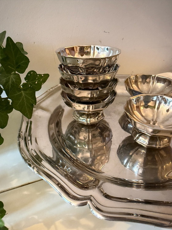 Ensemble de 6 coupes chromées avec plateau – Vaisselle, Chrome (photo 4 of 6)