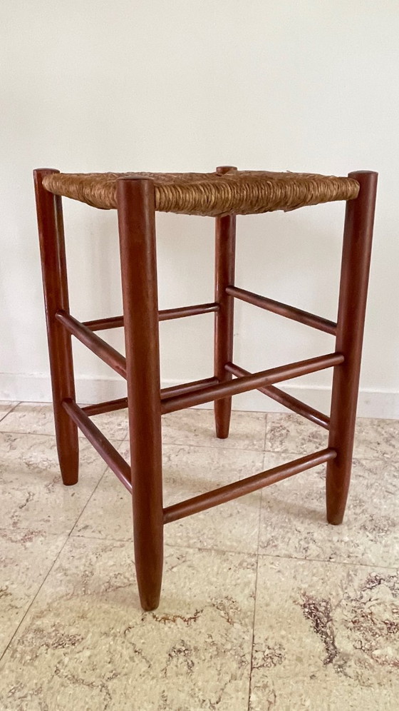 Image 1 of Vintage Geometric Straw Stool