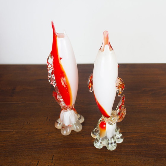 Image 1 of Poissons vintage en verre de Murano, Italie, années 1950, ensemble de 2