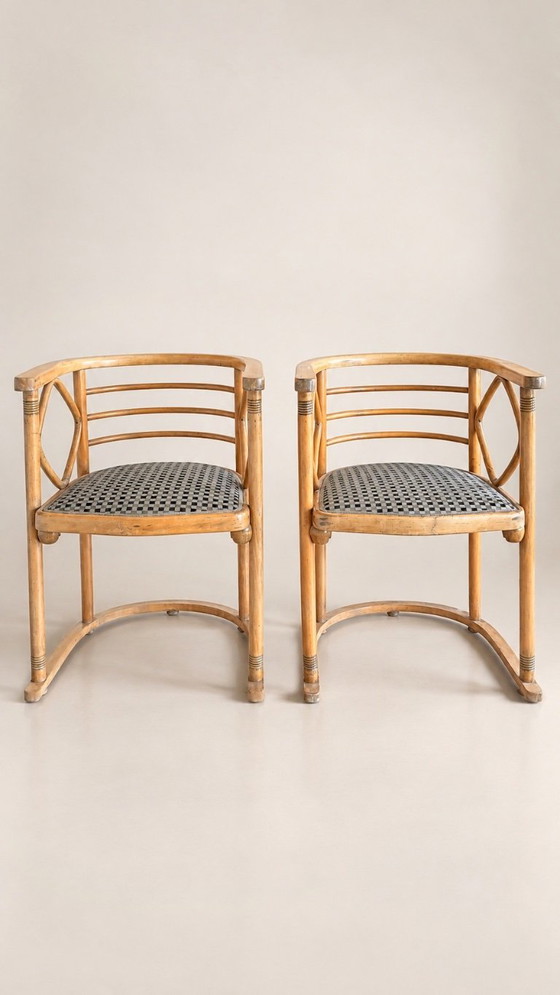 Set 2 sedie FLEDERMAUS Mundus Vienna Austria, J.&J. Kohn - Josef Hoffmann, Sedie da pranzo, Legno, Beige (foto 5 di 8)