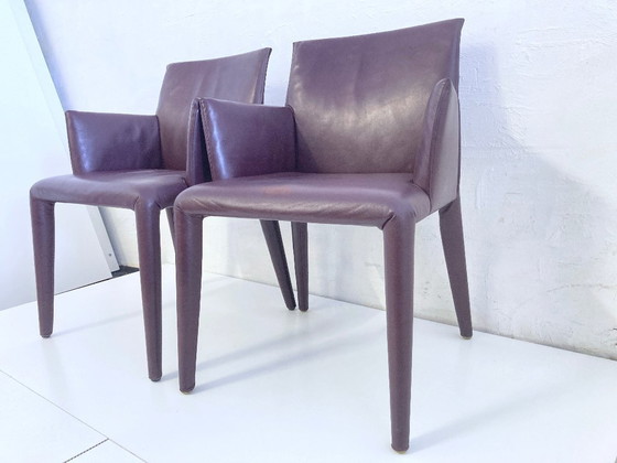 Image 1 of Set of 2 B&B Italia armchairs, full vent leather, Mario Bellini style