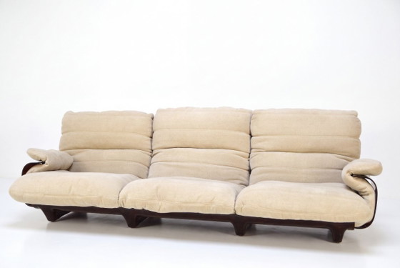Ligne Roset Marsala 3-zitsbank van Michel Ducaroy — Vintage Frans Design, Licht Beige Bouclé Jaren 70 (photo 2 of 6)