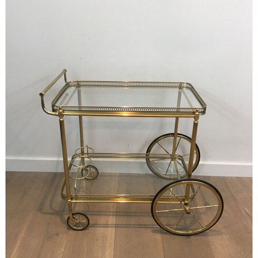 Vintage neoclassical brass rolling table, 1940