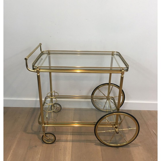 Image 1 of Vintage neoclassical brass rolling table, 1940