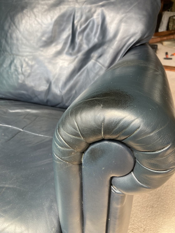 Image 1 of 3x canapé en cuir bleu