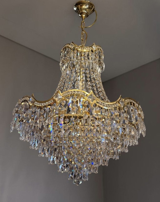 Vintage Italiaanse kristallen kroonluchter – Gold, Crystal (photo 2 of 7)