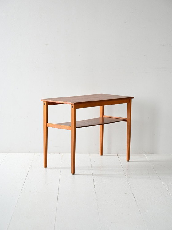 Image 1 of Tavolino da caffè vintage scandinavo anni '50 in faggio e teak