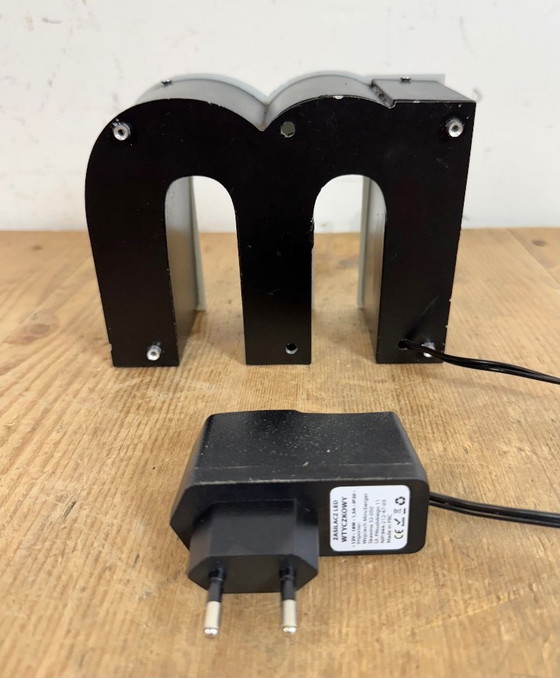 Image 1 of Vintage Grey Illuminated Letter M, 1970s