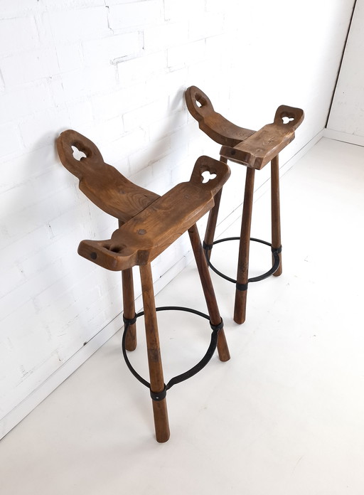 2X Vintage Brutalist Barstool