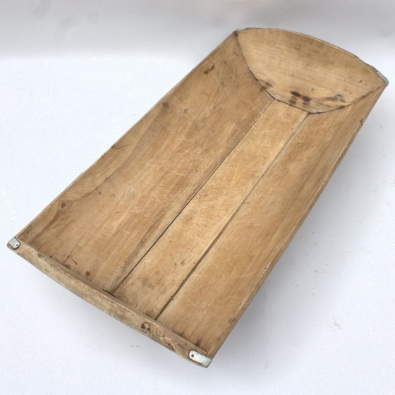 Image 1 of Grand pétrin ancien en bois, 77 cm, 30,31 pouces, bol à pain. Fabrication artisanale française.