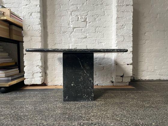 Marble postmodern Coffee table 70s, dark green. (photo 4 of 5)