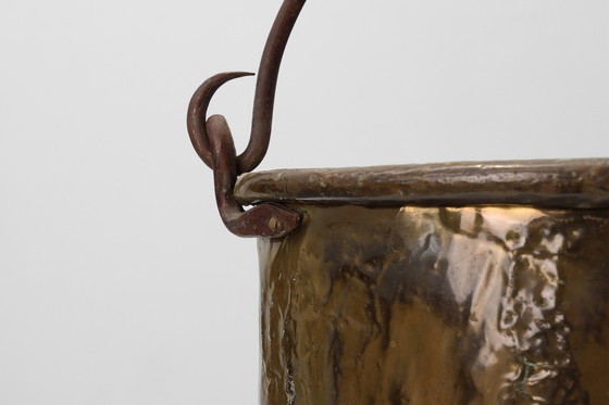 Image 1 of Large Antique Hand-Hammered Copper Kettle, France, 19th Century