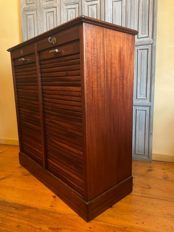 Roller shutter cabinet Filing cabinet Music cabinet Art Deco 1930 French – Storage cabinet, Aluminium (photo 7 of 15)