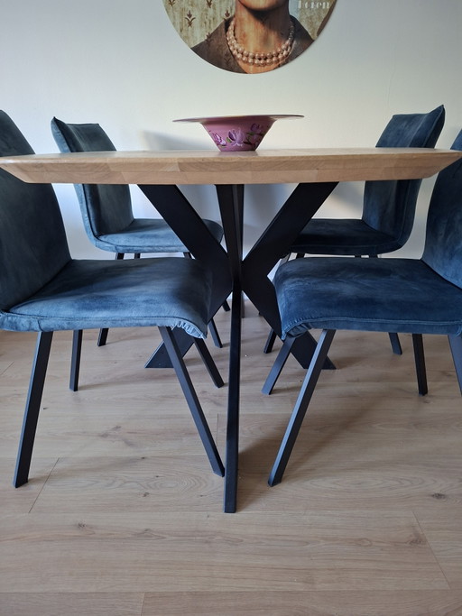 Tavolo da pranzo con quattro sedie – eetkamerset, Metal, Velvet (photo 2 of 5)