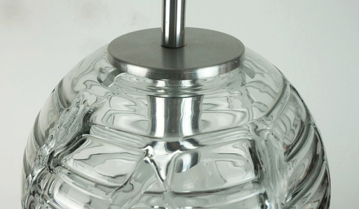 nr. 1 van 2 - elegante mid century hanglamp doria-leuchten helder en rookgrijs glas en metaal 60s 70s hanglamp