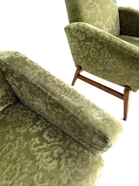 Set of 2 Vintage Armchairs, 1960s – Wood, Textile (photo 7 of 13)