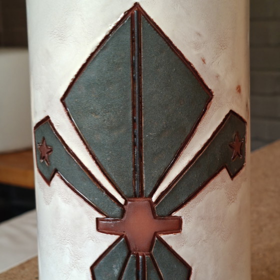 Image 1 of Mid-Century Brutalist Ceramic Table Lamp "St. George" – Belgian Studio Pottery – 1960s/1970s