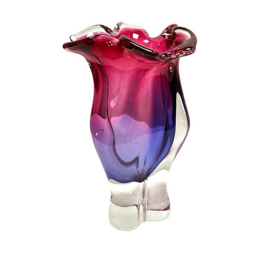 Josef Hospodka Chribska Vintage Vase Czechoslovakia 1960s Art Glass Sommerso
