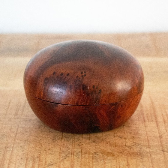 Image 1 of Kleine runde Holzbox, handgefertigt aus Thuja- oder Olivenholz