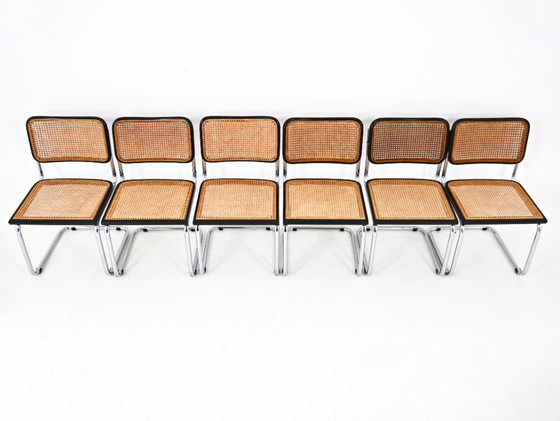 Image 1 of Eetkamerstoelen stijl B32 van Marcel Breuer, set van 6