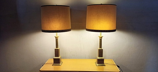 2 x lampes de table vintage en laiton classique