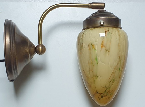 Image 1 of Art-Deco-Wandleuchte aus Opalglas