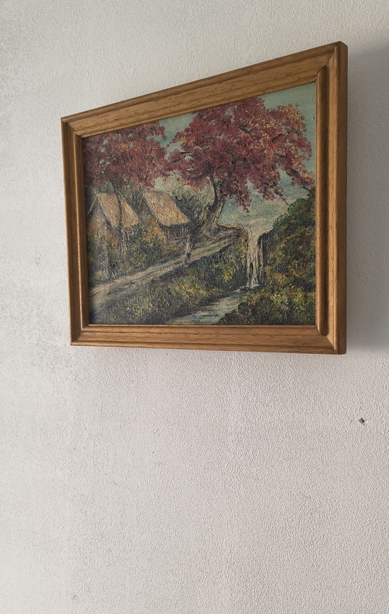 Image 1 of Painting with a typical Indonesian landscape