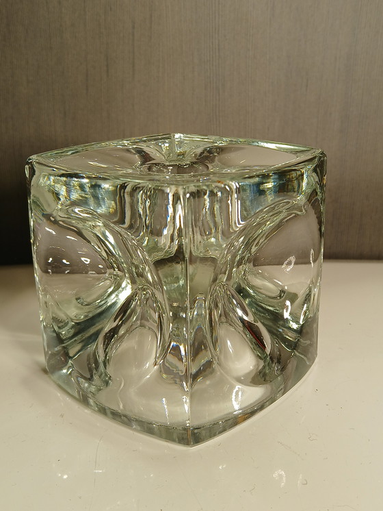 Image 1 of Portacandele a cubo in vetro in stile moderno di metà secolo