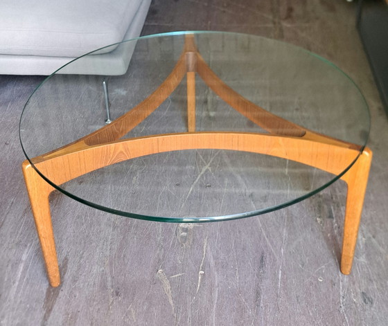 Image 1 of Tavolino da caffè di Sven Ellekaer per Christian Linneberg – Teak e vetro, design danese di metà secolo, anni '60