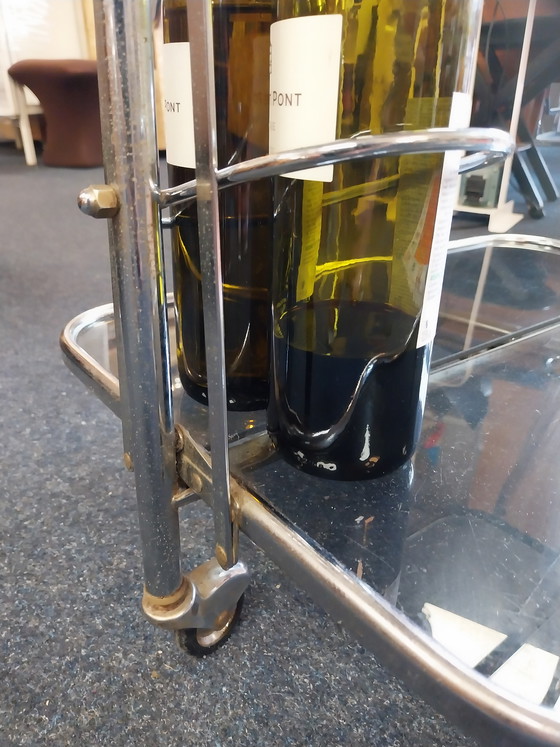 Image 1 of 1 carrello bar Art Deco, cromato e a gas. Pieghevole.