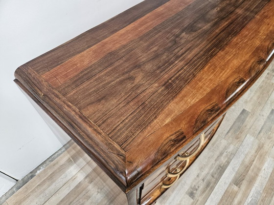 Image 1 of Toscaanse art deco commode uit de jaren 1940 van wortelnotenhout.