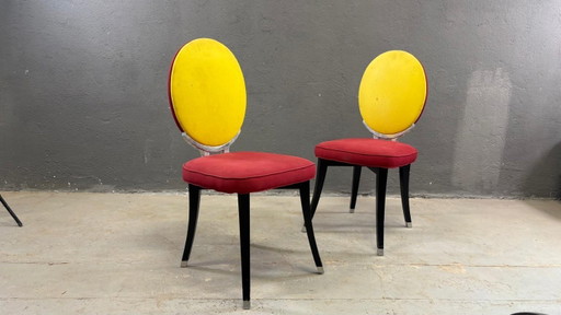 Een paar medaillonstoelen, model Funny Valentine, van Jean-Charles de Castelbajac, 20e eeuw