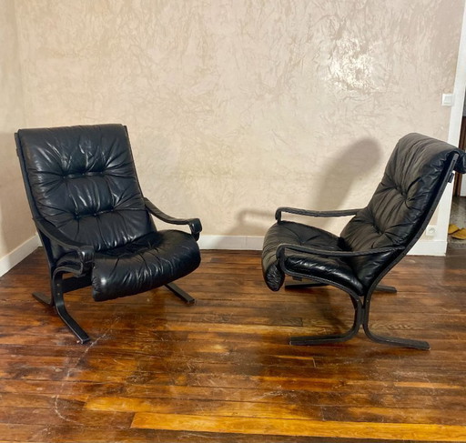 Paire de fauteuils vintage Westnofa Siesta par Ingmar Relling 1960.
