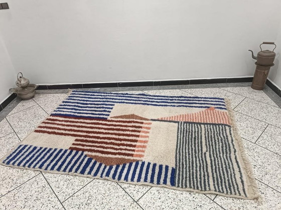 Alfombra bereber tradicional hecha a mano de 150/250 cm. – Aime Té, Wool (photo 8 of 9)